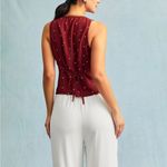 Rihoas Red V Neck Polka Dot Print Sleeveless Vest Photo 2