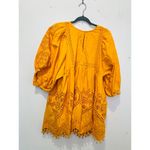 RHODE Orange Yellow 100% Cotton 3/4 Sleeve Embroidered Carla Mini Dress Size M Size M Photo 3
