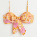 H&M Floral preppy linen tie front bow bralette top Photo 0