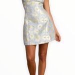 Lulus Lulu’s Blooming Love Light Blue Yellow Floral Jacquard Mini Dress size Medium Photo 1