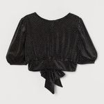 H&M NWT, Divided Glittery Top, Black Spotted, Sz L Photo 0