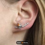 Vintage Silver Bird on a Branch Earrings Photo 2