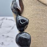 None Chunky Black Agate Stone Statement Necklace Witchy Whimsy Goth Heavy Large 21" Photo 4
