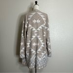 Frye  Beige Cream Geometric Pattern Open Front Long Sweater Cardigan, Size XL Photo 7