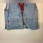 Vintage Denim Y2K Jou Jou Vest Red Plaid Flannel Lining Size S Blue Photo 9