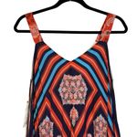 Alkamy Bohemian Paisley Mandala Striped Maxi Dress Asymmetrical Flowy NWT Small Red Photo 2