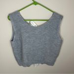 SheIn Satin Bow Tie Front Sleevless Sweater Vest Grey Women’s Small 4 Holiday Photo 3