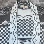 Pink republic  Open Front Cardigan Sweater Womens Large Grey White Aztec Western Photo 5