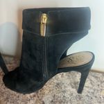 Vince Camuto Black Suede Peep-Toe Booties Photo 5