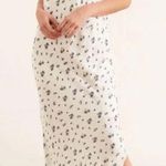 Samsøe Samsøe White Blue Floral Motif Chiffon Apples Slip Midi Dress Large Photo 0