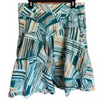 Odille by Anthropologie fully lined geometric print cotton skirt size 12 Blue Photo 0