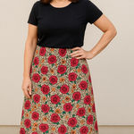 Chances R Vintage Floral Leopard Maxi Skirt Boho Fall Statement Large Edgy Roses Brown Photo 0