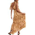 Especia Nairobi Animal‎ Print Smocked Maxi Dress Size Maternity S Tiered Brown Photo 1
