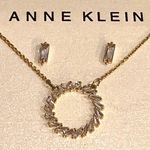 Anne Klein NEW  20" Circle NECKLACE & EARRINGS Set Gold Plate CZ Baguettes Boxed Photo 0