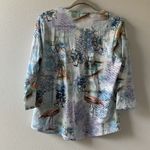 Chico's  Womens Size Medium Multicolor Vacation Tropical Print Stretch Blouse Top Photo 2