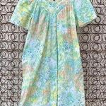 Vintage JCPenney Loungewear watercolor floral house dress Blue Size L Photo 0
