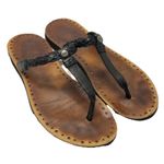 UGG Australia Bria Black Tan Braided Leather Flip Flop Sandals Women’s 7 Basic Photo 0