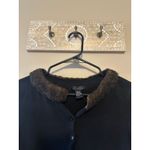 August Silk Silx By Blk Vintage Faux Mink Fur Collar Button Down Cardigan Photo 3