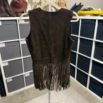 Vintage Genuine Leather Brown Suede Fringe Vest Size L Photo 1