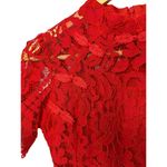 Oriental Red Knit Floral Lace Dress Women's Small Photo 7