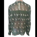 ZARA NWOT  Prairie Cottagecore
Green Floral Embroidered Sheer
Blouse L Photo 8