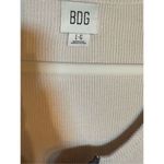 BDG Womens Ivory Brown Tunic Sweater Dress Sz Large Henley Striped Ribbed Knit Photo 2