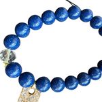 EXPRESS  Blue and Gold Beaded Bracelet Photo 1