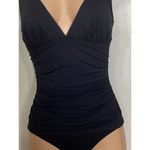 Tommy Bahama New.  black shirred swimsuit with tummy control. Siz Photo 9