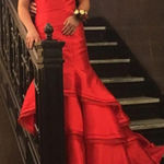 Jovani  Prom Dress Red Off-The-Shoulder Mermaid Photo 0