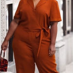 Ava & Viv  Rust Short Sleeve Jumpsuit Photo 0