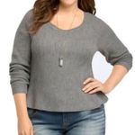 Torrid Grey Sweater Top Mixed Knit Texture Peplum Round Neck Size 0 Large NEW Photo 11