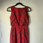 Vintage 50s Lanz Original Red Plaid Sleeveless Button Back Midi Dress Classic XS Photo 1