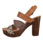 Madden Girl Mixxx Mob Wife Size 10 Strappy Wood High Heels Photo 0