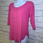 Hollister  Y2k Medium Pink Henley Stretch ButtonUp Top layering preppy Photo 4