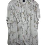 Torrid Top Women 4X Plus Size White Floral Chiffon Ruffle Pin-tuck Button Up Photo 0
