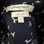 Foxcroft Women's Brooke Bird Print Wrinkle Free Shirt Blue Size L Photo 6