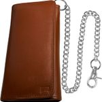 Motorcycle Chain Wallet for Men – 100% Natural Genuine Leather, Long Trifold RFID Blocking, Credit Card Money Organizer - Men’s Trucker Biker Metal Chain Wallets Photo 0