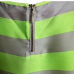EXPRESS NWOT  Women’s Neon Green Grey Striped Neck Top w/ Zipper Back Size L Photo 2