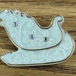 Lenox Holiday Vintage Jewelry Beautiful Porcelain Christmas Sleigh Pin Brooch Photo 0