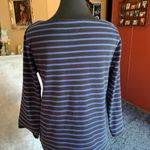 Gap sweater women’s size M, black & blue stripes side zipper 3/4 sleeves Photo 1
