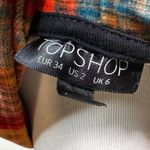 Topshop  Orange Plaid Velour Cropped Hoodie Sweatshirt Size2 Photo 5