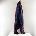 Boutique Plaid Tartan Fringe Blanket Wrap Scarf Blue Red Photo 2