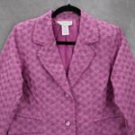 Susan Graver  Purple Embroidered Floral Scallop Notch Cotton Jacket Blazer Small Photo 2