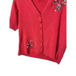 Dress Barn  Women pink Short Sleeve Embroidered Rose Cardigan Sweater Size 8 Photo 2