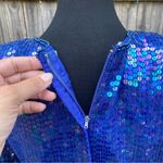 Vintage 80’s Stenay Blue Silk Beaded Sequin Floral Top Photo 4