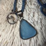 Betty Belts DVH Seafoam Sea‎ Glass Sterling Silver 925 Pendant Necklace Blue Photo 1