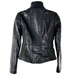 DKNY Black Lamb Skin Leather Biker Moto Zip Jacket Size Small Motorcycle Photo 4