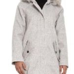 G.H. Bass &Co. NWT G.H. Bass & Co. Heather Gray Faux Fur Trim Wool Blend Coat Large Photo 0