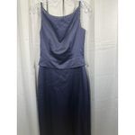 Belsoie Dress Womens 10 Navy Beaded Spaghetti Strap Formal Gown Satin Evening Blue Photo 3