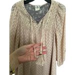 Anthropologie One September Anwen Mini Dress Womens XS Pink Chevron Peasant Boho Photo 2